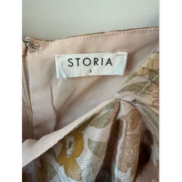 Storia Women's Babydoll Dress Size S 100% Polyester Floral Puff Sleeves Fairy - Picture 7 of 8